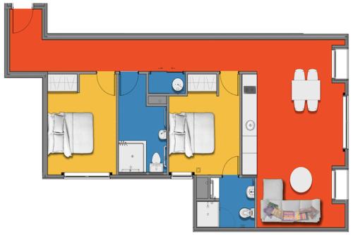 a floor plan of a house at Roomie Apartment Hotel in Auckland