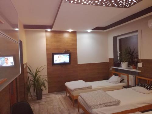 Una televisión o centro de entretenimiento en Eldom-Noclegi Pracownicze Daleka 12