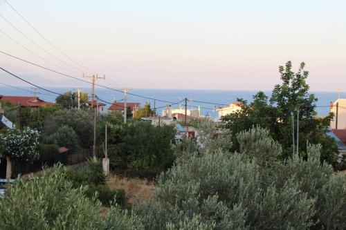 a view of a town with trees and houses at Vravrona Sea View Country House near Athens in Vravrona