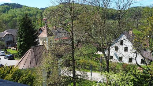 an aerial view of a house with a tree at Holiday House Malá Skála in Malá Skála