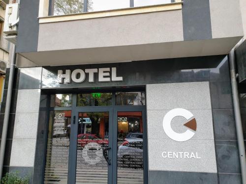 a hotel sign on the front of a building at Хотел ЦЕНТРАЛ in Stara Zagora