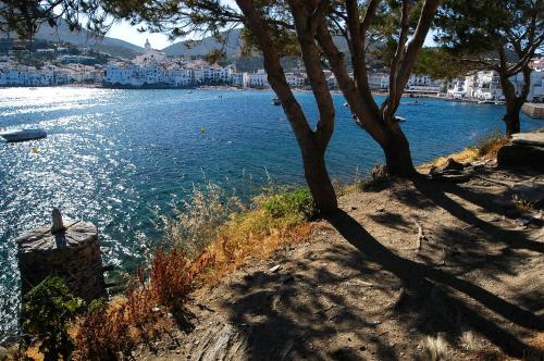 a view of a body of water with trees and buildings at Camping Joncar Mar in Roses