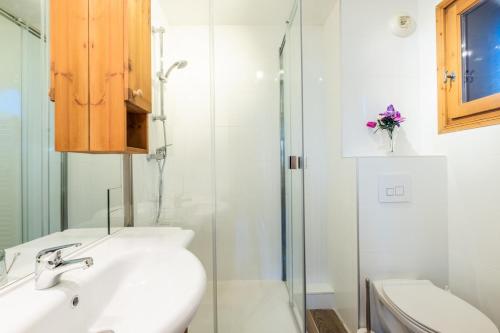 a bathroom with a sink and a shower at Glacier - Les Amethystes in Les Trabets
