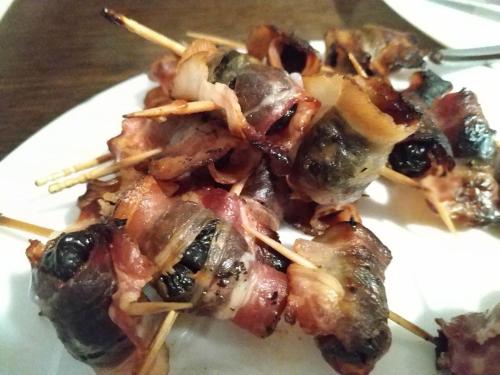 a plate of food with skewers of food on a table at Na Losenici in Nicov