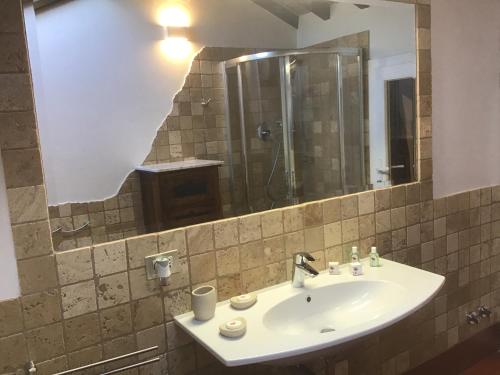 a bathroom with a sink and a mirror at Villa Matildis in Modena