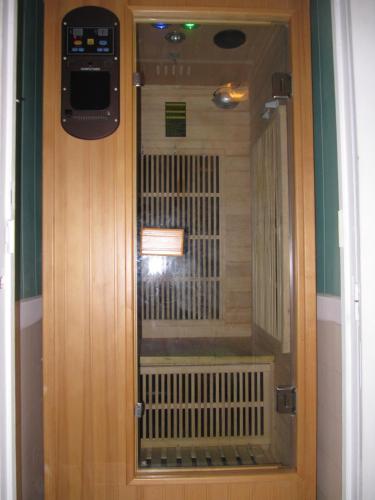 a door in a room with a wall at Le Chalet Basque in Capvern