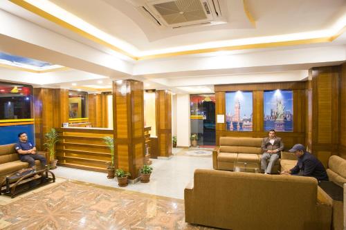 The lobby or reception area at Hotel Yellow Pagoda Pokhara