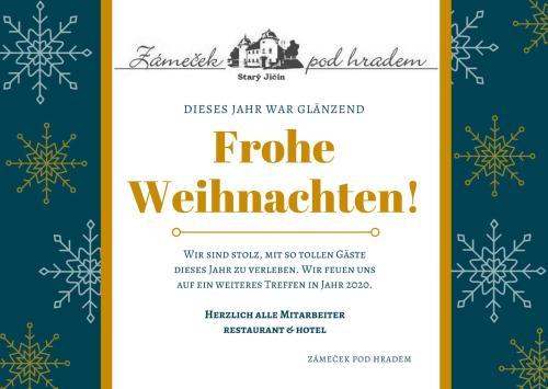a invitation to a winter wedding with snowflakes at Hotel Zámeček Pod Hradem Starý Jičín 111 in Starý Jičín