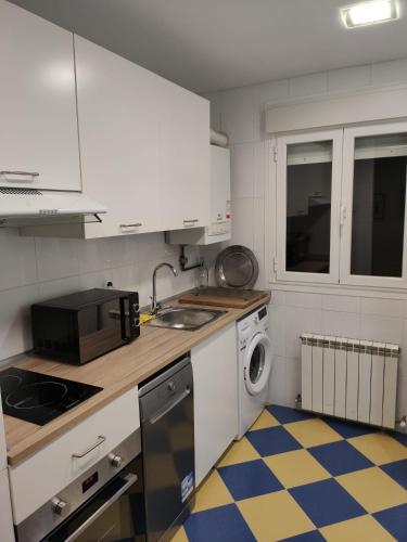 a small kitchen with a sink and a dishwasher at Casa Duquesa in Logroño
