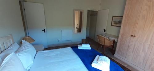 a bedroom with a white bed and a sink at Barton Luxury Villas in Botrivier