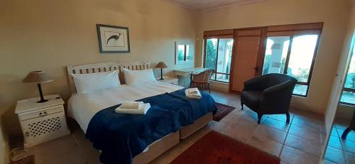 a bedroom with a bed and a chair and a desk at Barton Luxury Villas in Botrivier