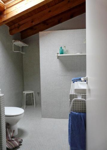 a bathroom with a toilet and a sink at Casa Las Viñas in Fuentidueña