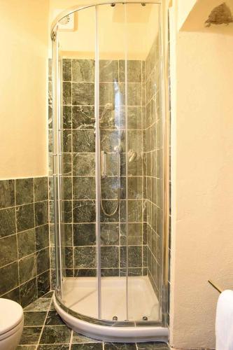 a shower stall in a bathroom with a toilet at Chalet Vecchio Rifugio - Monte Amiata in Castel del Piano