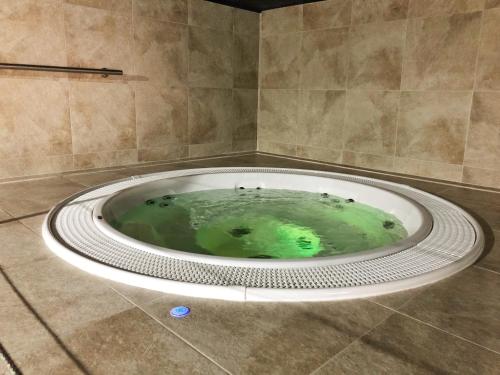 a round bath tub with a green liquid in it at Zepter Hotel Vrnjacka Banja, member of Zepter Hotels in Vrnjačka Banja