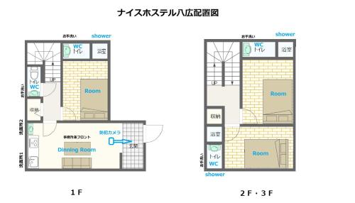 a floor plan of a house withium at Nice Hostel Yahiro in Tokyo