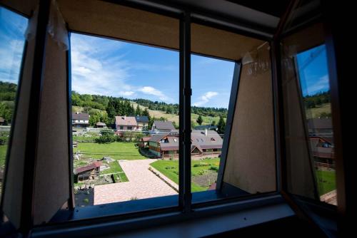 a view from a window of a house at Penzión Krahule in Kremnica