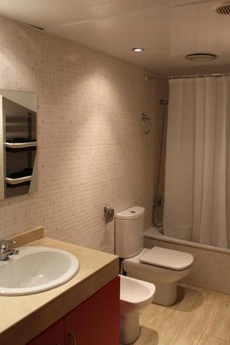 リョレート・デ・マルにあるALOHA Appartmentのバスルーム(洗面台、トイレ、シャワー付)