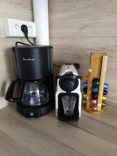 een koffiezetapparaat op een aanrecht bij Le coconing appt 102 in Sens