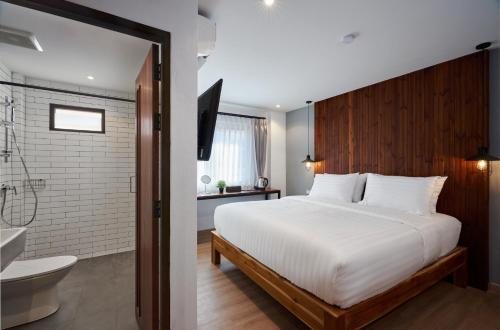 Postel nebo postele na pokoji v ubytování P2 Wood Loft