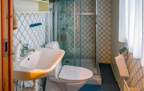 y baño con lavabo, aseo y ducha. en Pet Friendly Home In Burseryd With Wifi en Burseryd