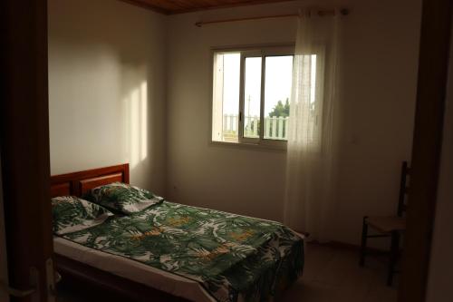 - une chambre avec un lit et une fenêtre dans l'établissement Gîte des Dodos, à Saint-Joseph