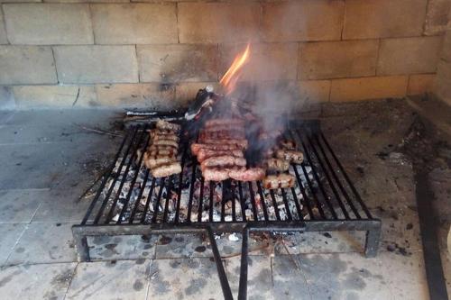 a grill with a bunch of meat on it at Villa Lana in Crivac