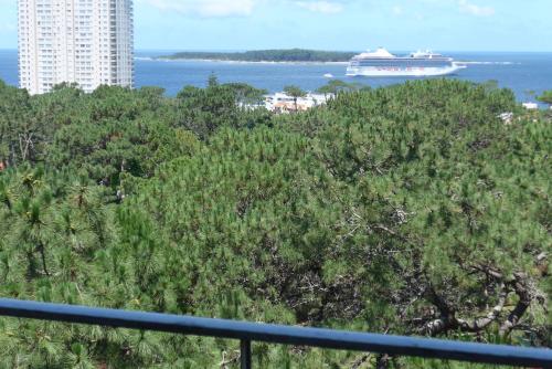 un crucero en el agua con árboles en Arcobaleno en Punta del Este, en Punta del Este