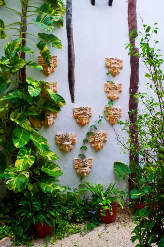 a wall with a bunch of plants on it at Casa CARIBE Cancun in Cancún