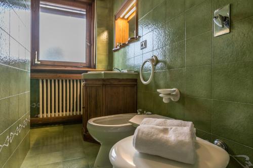 bagno verde con servizi igienici e finestra di Cantore, Cortina by Short Holidays a Cortina dʼAmpezzo