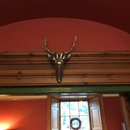 a deer head on the ceiling over a window at Ashtree House Hotel, Glasgow Airport & Paisley in Paisley