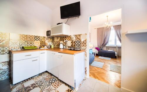 Η κουζίνα ή μικρή κουζίνα στο Old Town Kanonia Hostel & Apartments