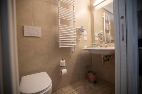 a small bathroom with a toilet and a sink at Vesuvio Inn Bed & Wine Experience in Boscotrecase