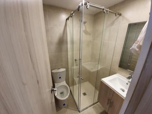 Un baño de HOMY APARTAMENTOS #4 - Corferias, embassy, airport, G12, UN, Agora