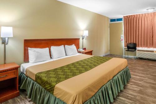 a hotel room with a large bed in a room at Econo Lodge near Missouri University of Science and Technology in Rolla