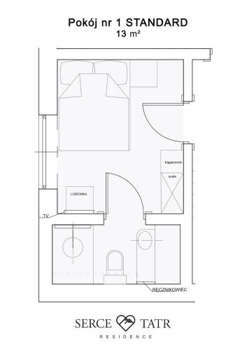 a plan of a floor plan of a house at Serce Tatr Residence Zakopane - blisko Krupówek in Zakopane