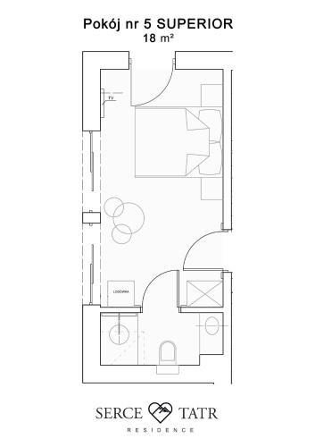 a floor plan of a small apartment at Serce Tatr Residence Zakopane - blisko Krupówek in Zakopane