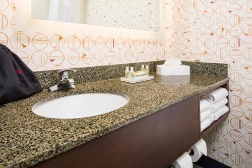 a bathroom with a sink and a mirror at Holiday Inn Salem by IHG in Salem