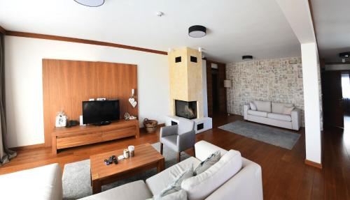 a living room with a couch and a tv at Aparthotel Vucko in Jahorina