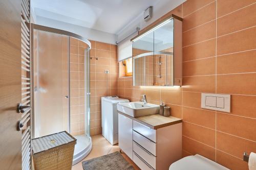 Koupelna v ubytování Cozy Apartment in the heart of Kranjska Gora