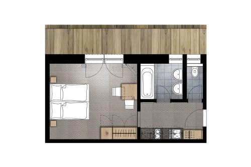 a rendering of a floor plan of a room at Gurglhof Apartmenthaus in Obergurgl