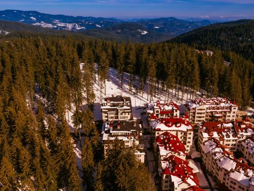 an aerial view of a ski resort in the snow at Green Life Family Apartments Pamporovo in Pamporovo