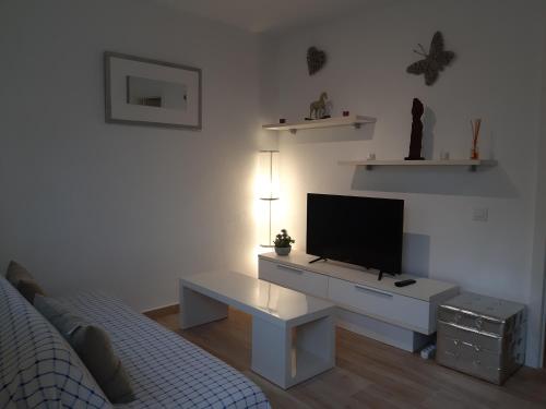 a living room with a tv and a couch at Apartamento de la huerta in Murcia