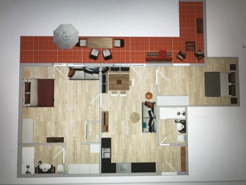 a floor plan of a living room with a couch at Ferienwohnung Winklblick in Reit im Winkl