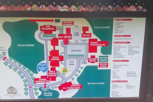 a map of the entrance to the resort at 【Amazing】Pool View 2BR Suite @ Pulai Springs Resort in Skudai