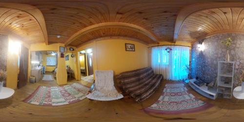 una camera con divano nel mezzo di una stanza di Cabana FARIO Rau Mare - Retezat a Clopotiva