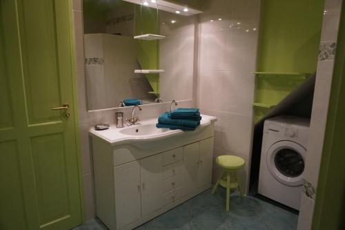 アルルにあるMaison Typiquement Arlésienneのバスルーム(シンク、洗濯機付)