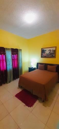 a bedroom with a large bed in a room at Spring Palm Estate in St Mary