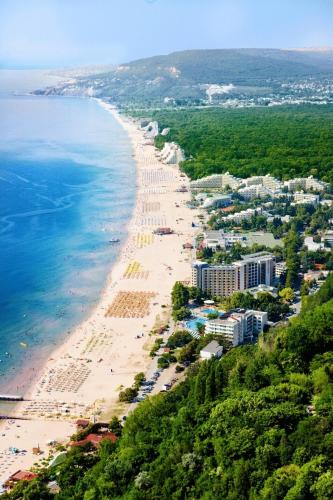 an aerial view of a beach and the ocean at Kaliakra Beach Hotel - Ultra All Inclusive in Albena