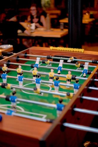 a close up of a table with billiard balls at Tuk Tuk Hostel Negombo in Negombo