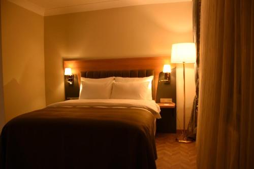 a hotel room with a bed with two pillows at AK LİFE HOTEL&SUIT in Ankara